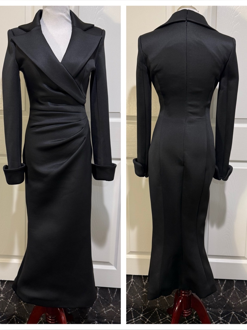 Jovani Black Long Sleeve V Neck Evening Dress